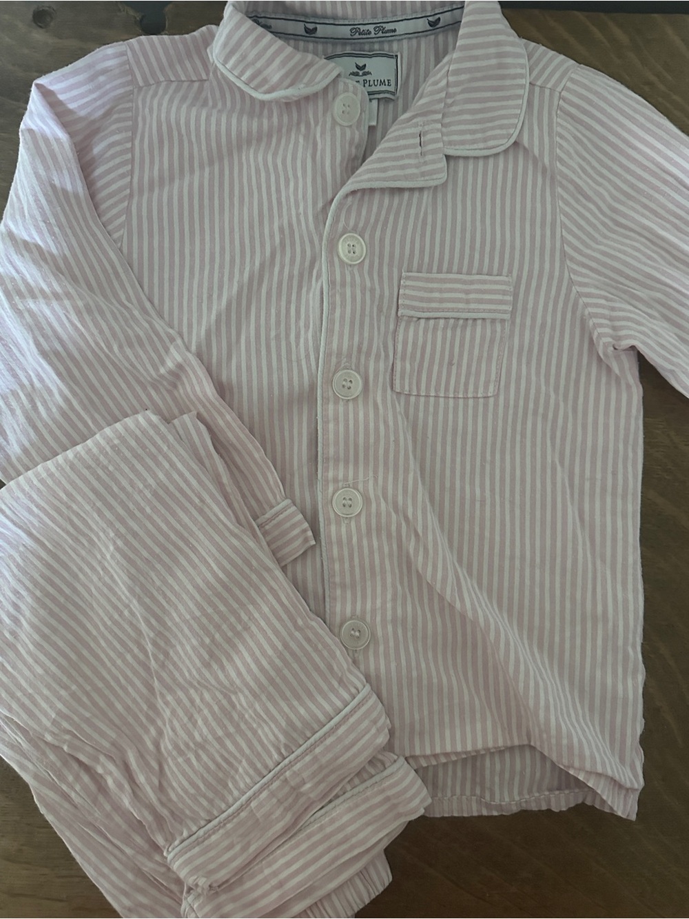 Petit Plume Pink Striped Cotton Pajama Set for Kids